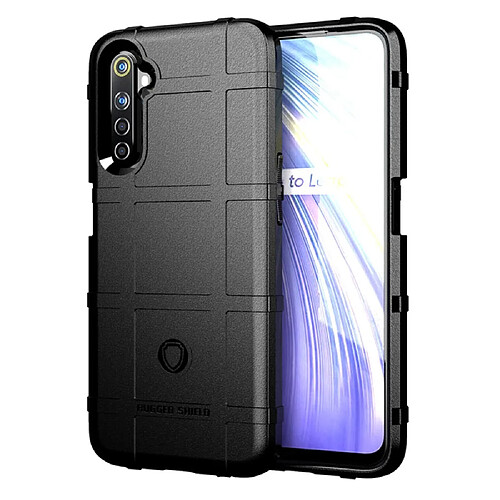 Coque en TPU Bouclier robuste texture de grille carrée noir pour votre Realme 6