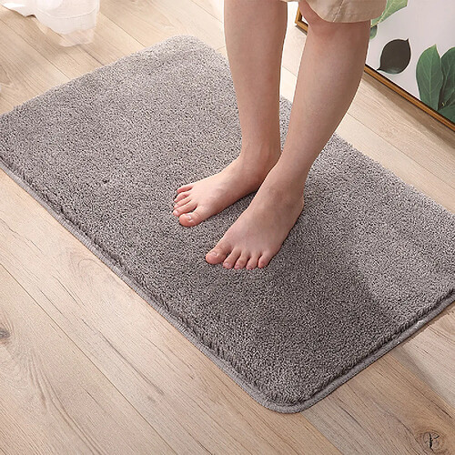 LUUCOZK Tapis de bain antidérapants, absorbants, à séchage rapide, décoration de salle de bain, gris argenté-80x120cm