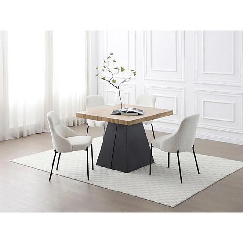 Vente-Unique Table à manger extensible 4 à 10 personnes en MDF et métal - Naturel et noir - EMELIA