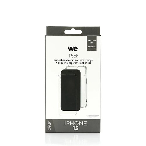 WE PACK Verre Trempé + Coque iPhone 15