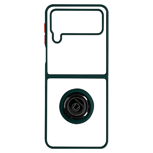 Avizar Coque pour Galaxy Z Flip 4 Bi-matière Bague Métallique Support Vidéo Vert