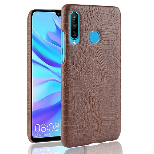 Wewoo Coque PC antichoc texture crocodile + PU pour Huawei nova 4e marron