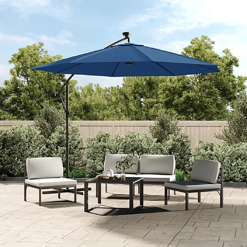 vidaXL Tissu de remplacement pour parasol déporté Bleu azuré 350 cm