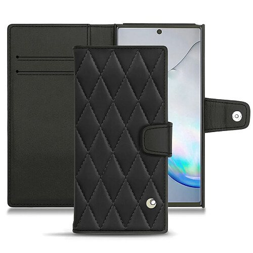 Housse cuir Samsung Galaxy Note10 - Rabat portefeuille - Noir - Couture ( Nappa - Black ) - NOREVE