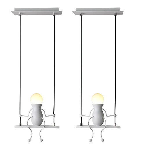 Stoex 2X Suspension Luminaire Créative Plafonnier Rétro Vintage Lustre D'Intérieur Pour Chambre D'Enfant, Chambre À Coucher, Jardin D'Enfants, Café, Blanc