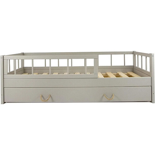 Velinda Lit enfant bois scandinave 160x80cm gris