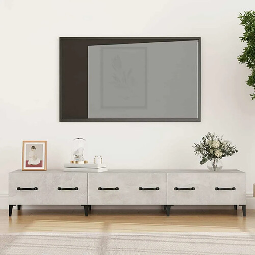 Maison Chic Meuble TV scandinave - Banc TV pour salon Gris béton 150x34,5x30 cm Bois d'ingénierie -MN87593