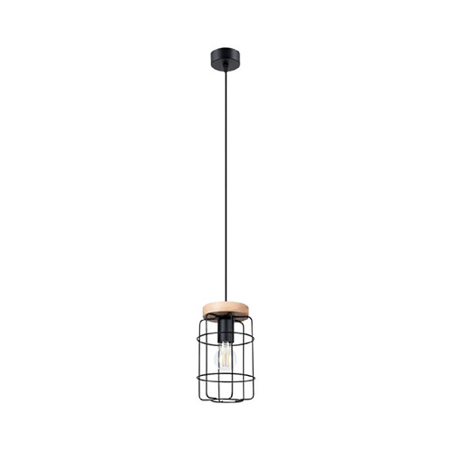 Luminaire Center Suspension Gotto Acier,Bois Noir