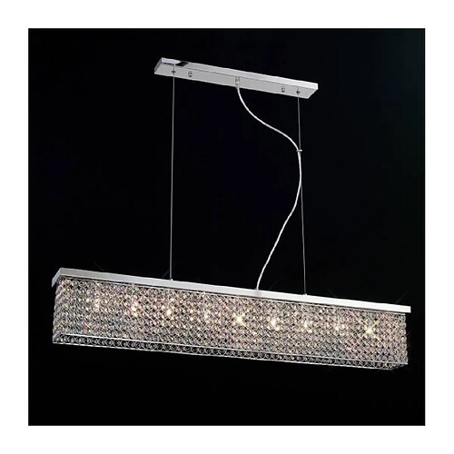 Luminaire Center Suspension Piazza Rectangular 9 Ampoules chrome poli/cristal