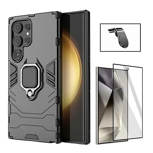 NIS Kit Film Verre Trempé Full Cover + Cover + Support L Galaxy S24 Ultra 5G Noir