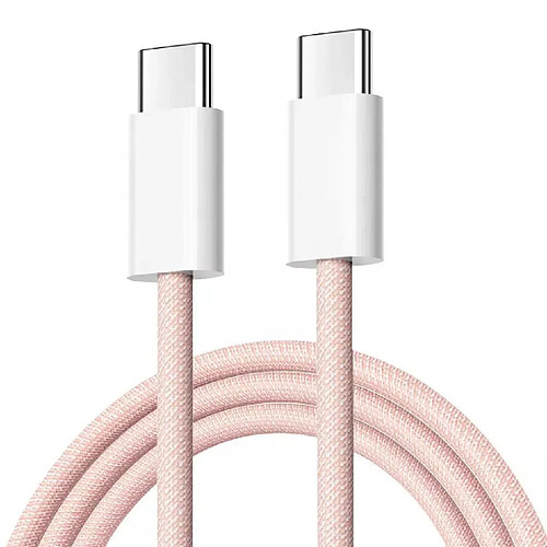 Cable Type-C / Type-C Charge Rapide 3A Nylon Renforce Rose 1M Pour Smartphone Xiaomi / Oppo / Vivo / Realme / Pixel Little Boutik®