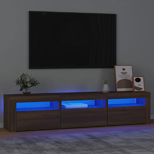 vidaXL Meuble TV avec lumières LED Chêne marron 180x35x40 cm