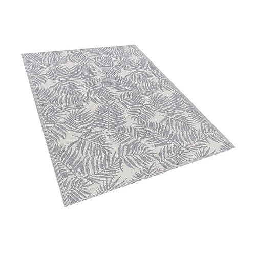 Beliani Tapis extérieur gris au motif feuilles de palmier 160 x 230 cm KOTA