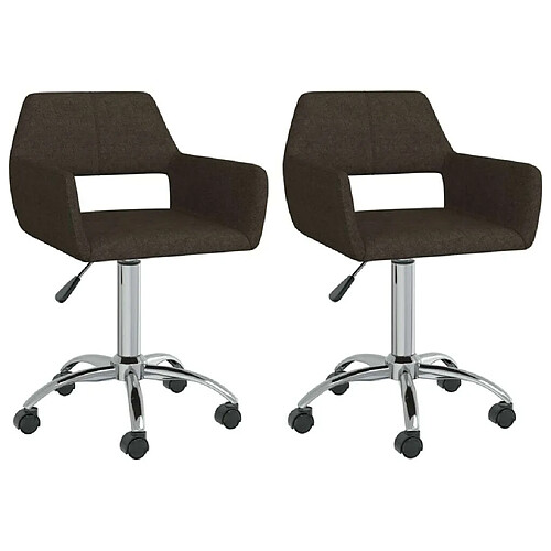 vidaXL Chaises pivotantes à manger lot de 2 marron foncé tissu