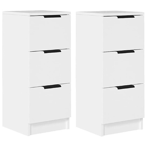 Maison Chic Lot de 2 Commode Buffet - Meuble de rangements Blanc 30x30x70 cm Bois d'ingénierie -GKD28540