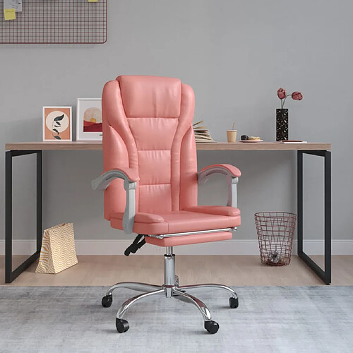 vidaXL Fauteuil inclinable de bureau Rose Similicuir