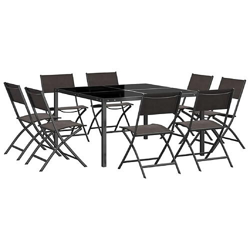 Maison Chic Salon de jardin de salle à manger 9 pcs,Table et Chaises d'extérieur,Mobilier de jardin Acier -MN92505