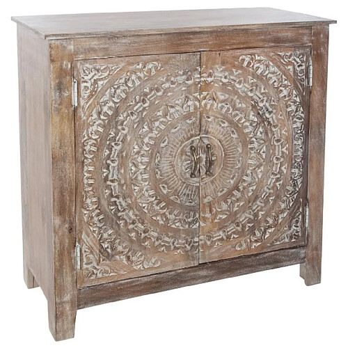 Pegane Buffet avec 2 portes en métal coloris marron - Longueur 90 x Profondeur 40 x Hauteur 90 cm