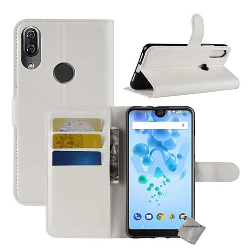 Htdmobiles Housse etui portefeuille pour Wiko View 2 Pro + film ecran - BLANC