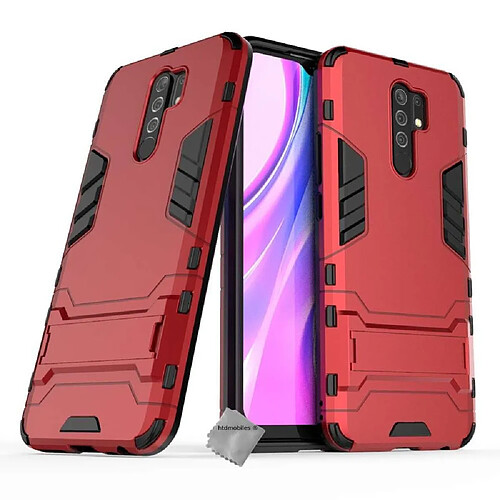 Htdmobiles Coque rigide anti choc pour Xiaomi Redmi 9 + film ecran - ROUGE