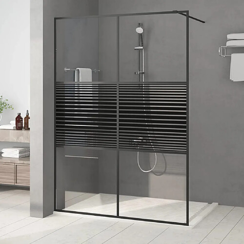 vidaXL Paroi de douche Noir 140x195 cm Verre ESG transparent