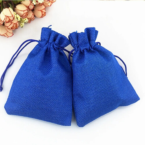 Wewoo 50 PCS Multi taille Lin Jute Cordon Cadeau Sacs Mariage Faveurs De Fête D'anniversaire De SacsTaille 15x20cm Bleu Royal