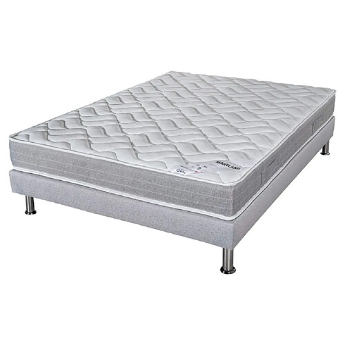 Ebac Matelas mousse + Sommier Gris clair 160x200 Maryland - Hauteur 20 cm - Soutien ferme