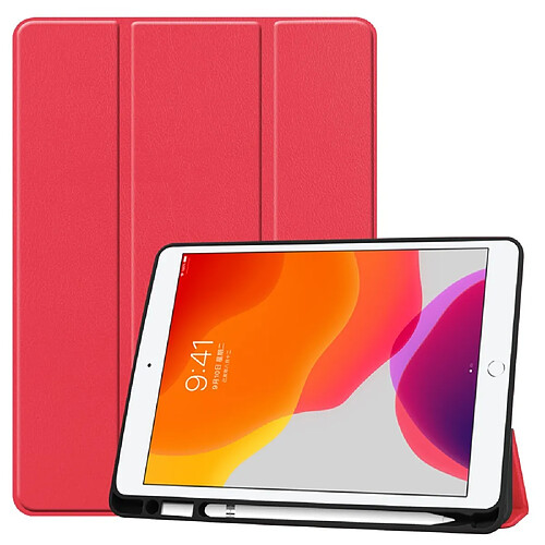 Etui en PU avec support tri-pliure rouge pour votre Apple iPad 10.2 (2019)