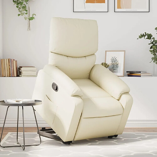 vidaXL Fauteuil inclinable Crème Similicuir