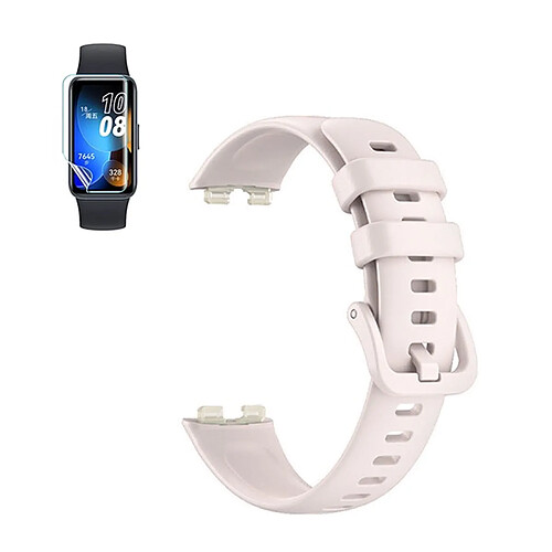 NIS Kit Bracelet Topsilicone Avec Boucle + Film Gel Compatible Avec Huawei Band 8 - Rose