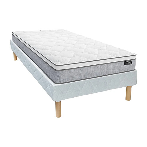 Vente-Unique Ensemble 90 x 190 cm sommier + matelas ressorts ensachés ép.22cm - SERENITE de YSMÉE