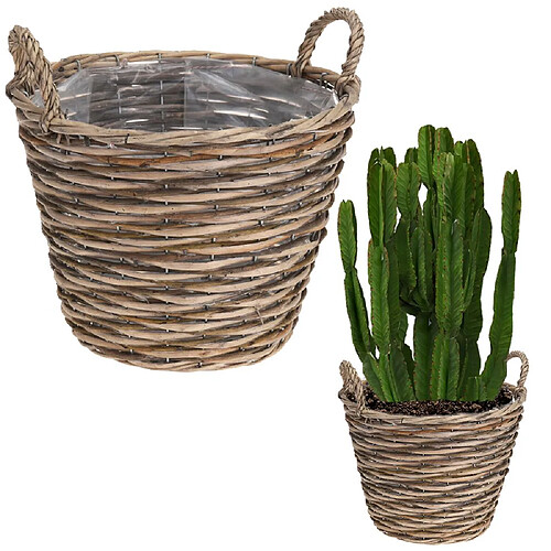 Cache-pot en osier panier panier avec supports pour plantes fleurs 22x22 cm