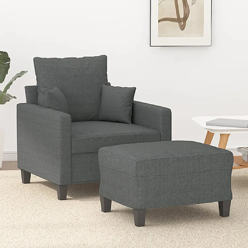 vidaXL Fauteuil avec repose-pied Gris foncé 60 cm Tissu