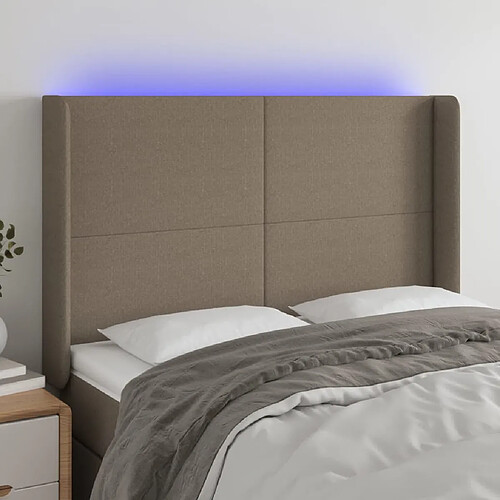 vidaXL Tête de lit à LED Taupe 147x16x118/128 cm Tissu