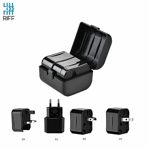 Riff Travel Power Socket 3in1 Multi adaptateur UK 3 broches - Euro 2 broches - US (USA) - Asiatique + Mallette de transport