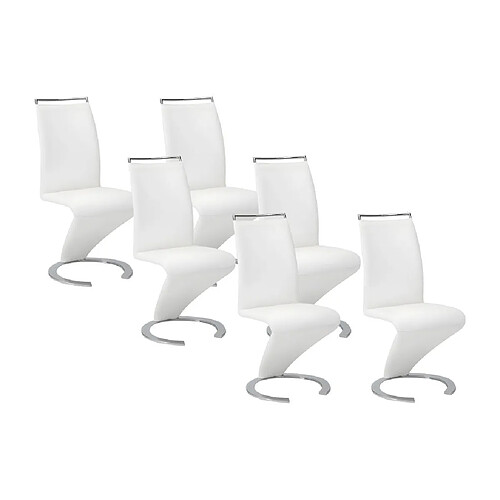 Vente-Unique Lot de 6 chaises TWIZY - Simili Blanc