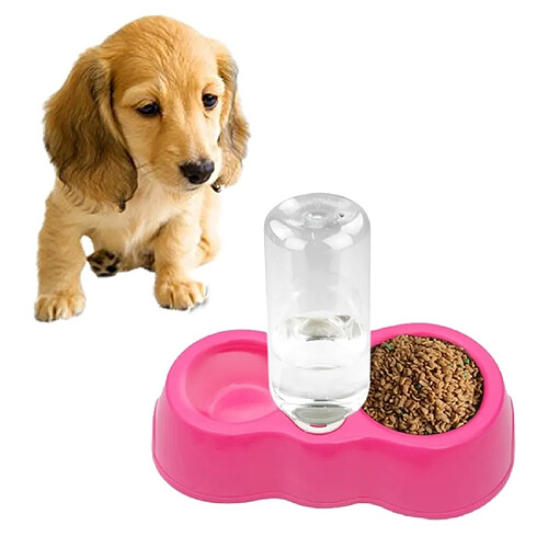 Wewoo Gamelle Magenta pour chat + Bols à eau potable avec distributeur automatique d'eau Plat à nourriture