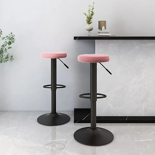 vidaXL Tabourets de bar lot de 2 rose velours