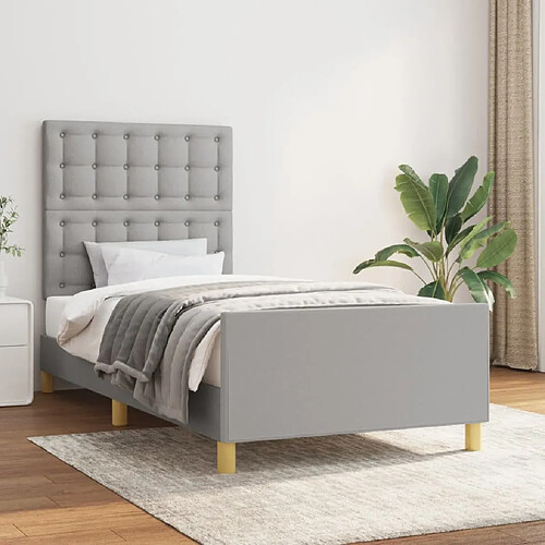 vidaXL Cadre de lit sans matelas gris clair 100x200 cm tissu