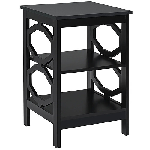 Helloshop26 Table de chevet table d'appoint à 3 niveaux table basse simple et contemporain pour chambre salon 40 x 40 x 61 cm noir 20_0006010