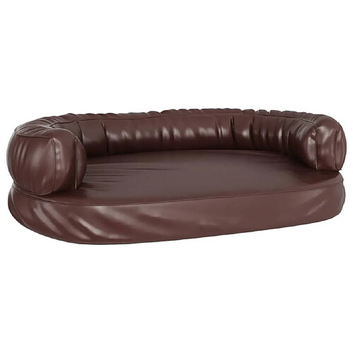 Maison Chic Niche Lit pour chien + ergonomique Mousse| Panier couchage pour chien Marron 75x53 cm Similicuir -GKD88279