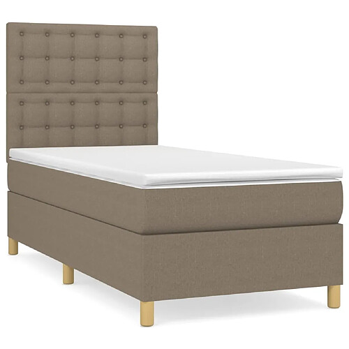 Maison Chic Lit adulte- Lit + matelas,Sommier à lattes de lit avec matelas Taupe 90x190 cm Tissu -GKD30621