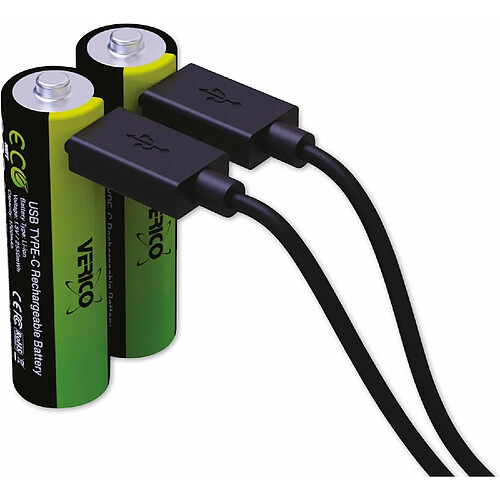 SANAG Loopenergy Aa 2550 Wiederaufladbare Usb-C Batterie Aa 1,5V 2550Mwh (1700Mah) Li-Ion, Schnellladung Via Usb-C Anschluss In Ca. 2 Stunden, 2Er Pack Aa, 1 Kabel Usb -A Auf 2 X Usb-C