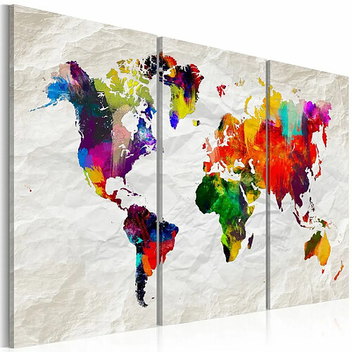 Paris Prix Tableau Imprimé World Map : Rainbow Madness II 80 x 120 cm