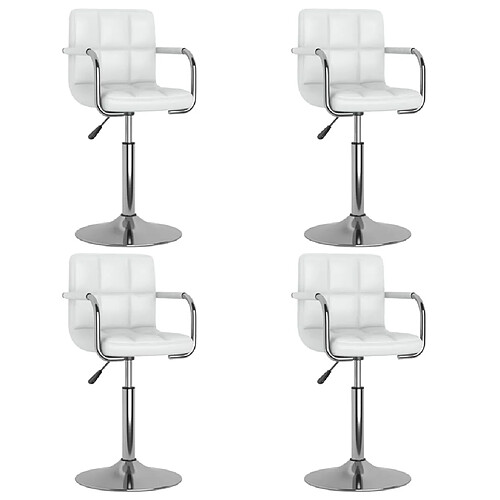 vidaXL Chaises pivotantes à manger lot de 4 blanc similicuir