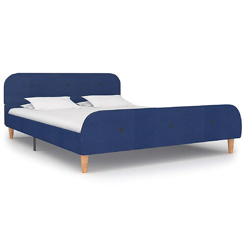 vidaXL Cadre de lit sans matelas bleu tissu 140x200 cm