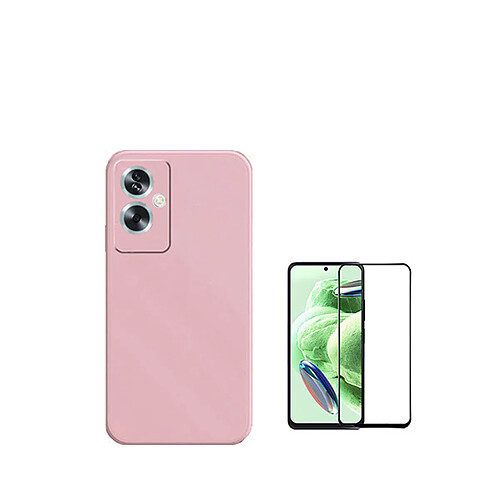 Kit de film en verre trempé de la couverture de 5D + couvercle de silicone liquide Phonecare pour Oppo A79 5G - rose