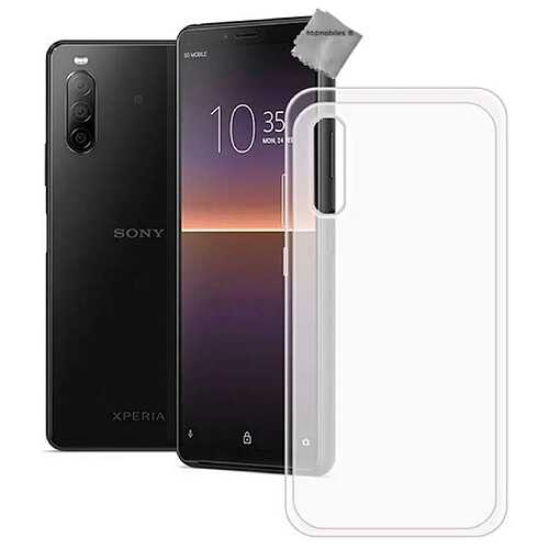 Htdmobiles Coque silicone gel fine pour Sony Xperia 10 II + film ecran - BLANC TRANSPARENT