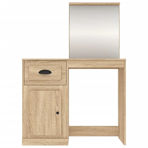 Helloshop26 Coiffeuse table de maquillage design meuble mobilier de chambre avec miroir 90 x 50 x 132,5 cm chêne 02_0006363