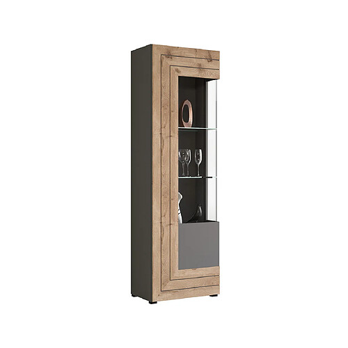 Bestmobilier Wexford - vitrine - gris et bois - 60x194 cm